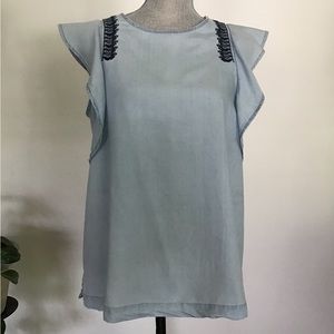 AMANDA GREEN DENIM TOP